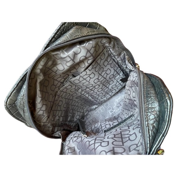 Kenneth Cole Leather Backpack Adjustable Strap Zip Pocket One Size Black - Picture 8 of 11